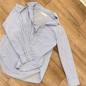 Zara girls Blue and White Striped Button-Up Shirt